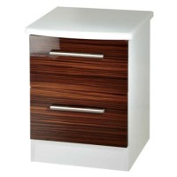 Welcome Furniture Hatherley High Gloss 2 Drawer Bedside Chest in White and Ebony