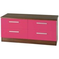 Welcome Furniture Hatherley High Gloss 4 Drawer Wide Chest in Walnut and Pink