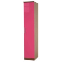 Hatherley High Gloss 1 Door Wardrobe in Walnut and Pink - 