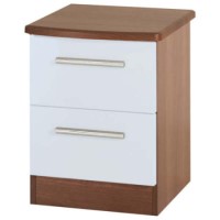 Welcome Furniture Hatherley High Gloss 2 Drawer Bedside Chest in Walnut and White