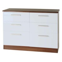 Welcome Furniture Hatherley High Gloss 3+3 Drawer Chest in Walnut and White