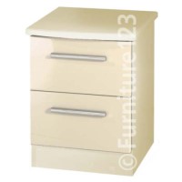 Welcome Furniture Hatherley High Gloss 2 Drawer Bedside Chest in Cream