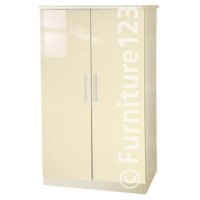 Welcome Furniture Hatherley High Gloss 2 Door Low Wardrobe in Cream