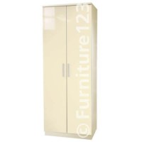 Welcome Furniture Hatherley High Gloss 2 Door Wardrobe in Cream