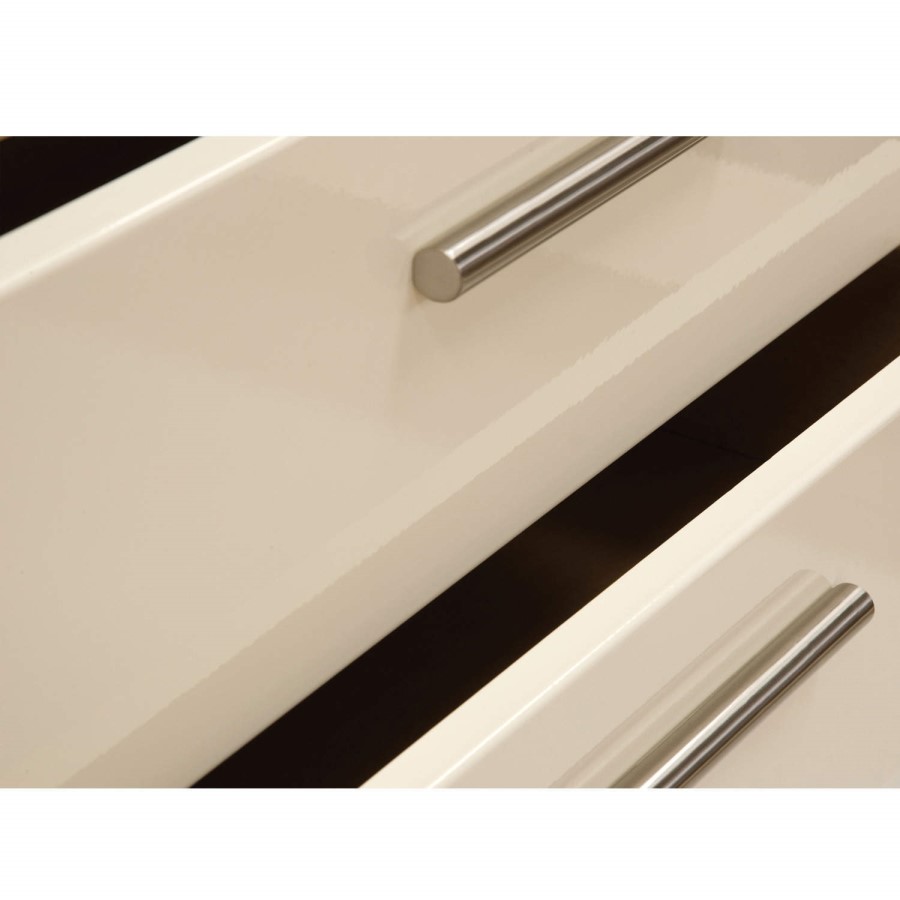 Knightsbridge High Gloss 6 Drawer Chest in Oak and Cream
