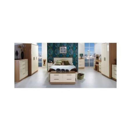 Knightsbridge High Gloss 2 Drawer 2 Door Wardrobe in Oak and Cream