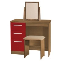Welcome Furniture Hatherley High Gloss Small Dressing Table in Oak and Red