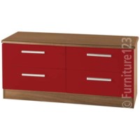 Welcome Furniture Hatherley High Gloss 4 Drawer Wide Chest in Oak and Red