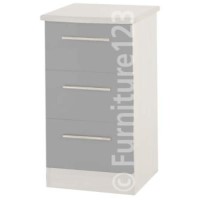 Welcome Furniture Hatherley 3 Drawer Bedside Chest in White and Steel