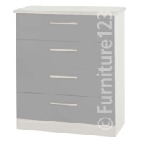 Welcome Furniture Hatherley Small 4 Drawer Chest in White and Steel