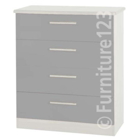 Welcome Furniture Hatherley Small 4 Drawer Chest in White and Steel