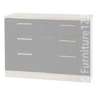 Welcome Furniture Hatherley 3+3 Drawer Chest in White and Steel