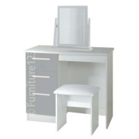 Welcome Furniture Hatherley Small Dressing Table in White and Steel
