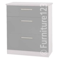 Welcome Furniture Hatherley 3 Drawer Chest in White and Steel