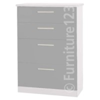 Welcome Furniture Hatherley Large 4 Drawer Chest in White and Steel