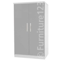 Welcome Furniture Hatherley 2 Door Low Wardrobe in White and Steel