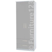 Welcome Furniture Hatherley 2 Drawer 2 Door Wardrobe in White and Steel
