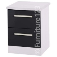 Welcome Furniture Hatherley High Gloss 2 Drawer Bedside Chest in White and Black
