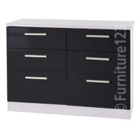 Welcome Furniture Hatherley High Gloss 3+3 Drawer Chest in White and Black