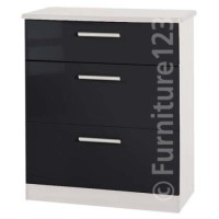 Welcome Furniture Hatherley High Gloss 3 Drawer Chest in White and Black