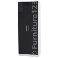 Welcome Furniture Hatherley High Gloss 2 Door Wardrobe in White and Black