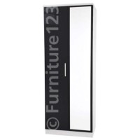 Welcome Furniture Hatherley High Gloss 2 Door Mirrored Wardrobe in White and Black