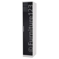 Hatherley High Gloss 1 Door Wardrobe in White and Black - 