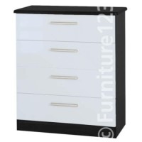 Welcome Furniture Hatherley High Gloss Small 4 Drawer Chest in Black and White