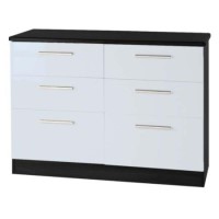 Welcome Furniture Hatherley High Gloss 3+3 Drawer Chest in Black and White