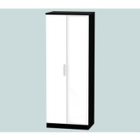 Knightsbridge 2 Door Mirrored Wardrobe in White and Black High Gloss