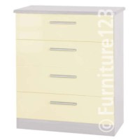 Welcome Furniture Hatherley High Gloss Small 4 Drawer Chest in White and Cream