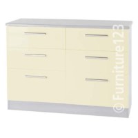 Welcome Furniture Hatherley High Gloss 3+3 Drawer Chest in White and Cream