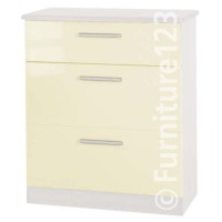 Welcome Furniture Hatherley High Gloss 3 Drawer Chest in White and Cream