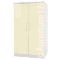 Welcome Furniture Hatherley High Gloss 2 Door Low Wardrobe in White and Cream