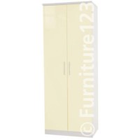 Welcome Furniture Hatherley High Gloss 2 Door Wardrobe in White and Cream