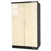 Welcome Furniture Hatherley High Gloss 2 Door Low Wardrobe in Black and Cream