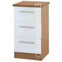 Welcome Furniture Hatherley High Gloss 3 Drawer Bedside Chest in Oak and White