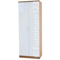 Welcome Furniture Hatherley High Gloss 2 Door Wardrobe in Oak and White