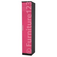 Hatherley High Gloss 1 Door Wardrobe in Black and Pink - 