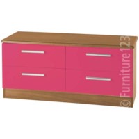 Welcome Furniture Hatherley High Gloss 4 Drawer Wide Chest in Oak and Pink