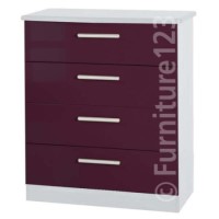 Welcome Furniture Hatherley High Gloss Small 4 Drawer Chest in White and Purple
