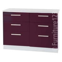 Welcome Furniture Hatherley High Gloss 3+3 Drawer Chest in White and Purple
