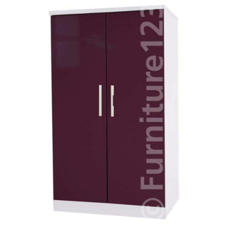 Welcome Furniture Hatherley High Gloss 2 Door Low Wardrobe in White and Purple