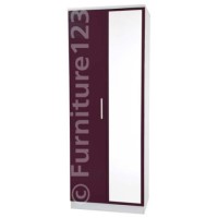 Welcome Furniture Hatherley High Gloss 2 Door Mirrored Wardrobe in White and Purple