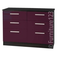 Welcome Furniture Hatherley High Gloss 3+3 Drawer Chest in Black and Purple