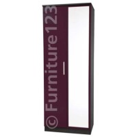Welcome Furniture Hatherley High Gloss 2 Door Mirrored Wardrobe in Black and Purple