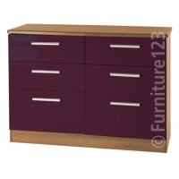 Welcome Furniture Hatherley High Gloss 3+3 Drawer Chest in Oak and Purple