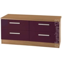 Welcome Furniture Hatherley High Gloss 4 Drawer Wide Chest in Oak and Purple