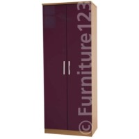Welcome Furniture Hatherley High Gloss 2 Door Wardrobe in Oak and Purple