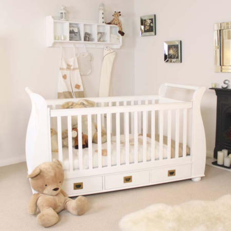 Nipper Nursery White Solid Ash 2 Piece Cot Furniture Set - 
